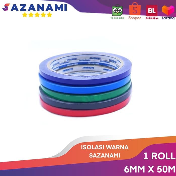 1 ROLL Isolasi warna 6mm x 50m sazanami selotip solasi 