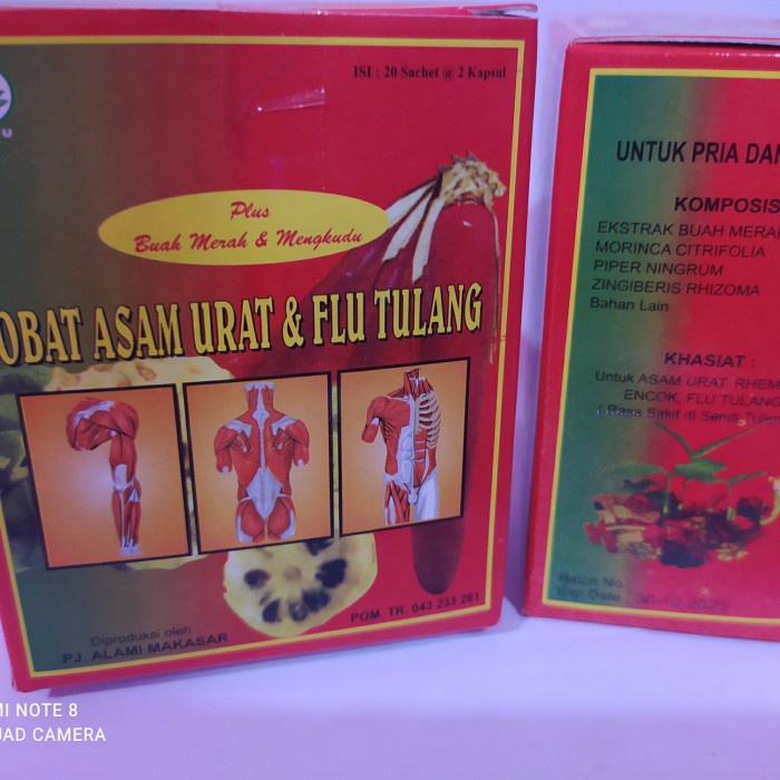 obat asam urat dan flu tulang Kapsul Box ekstrak plus  buah merah dan mengkudu