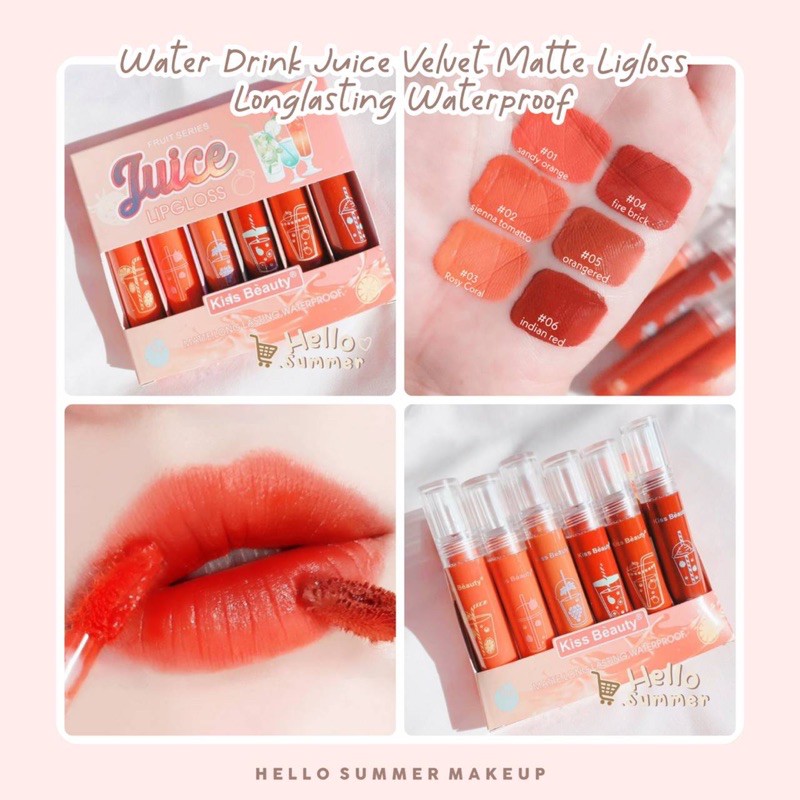 [ORI THAILAND] Drink Water Juice Velvet Matte Lipgloss Longlasting Waterproof