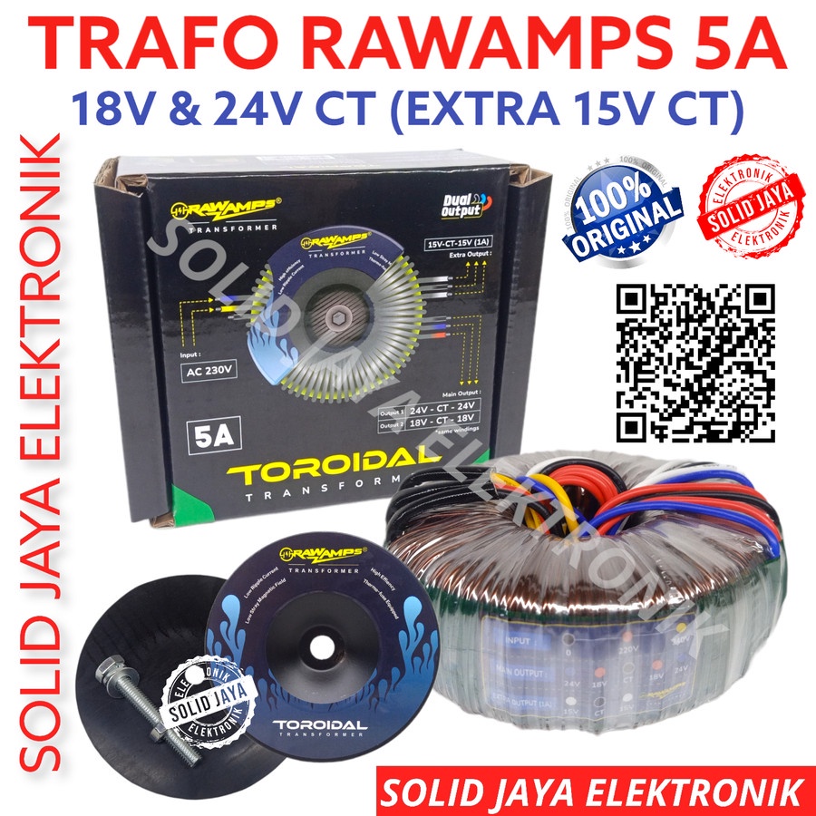 TRAFO DONAT 5A 18V 24V CT RAWAMPS TRAVO TOROID TOROIDAL TRANSFORMER RAW AMPS 5 AMPER CT 18 24 V VOLT MURNI BULAT 5AMPER 5A 18VOLT 24VOLT PLUS EXTRA 15V CT BGR BELL ASLI ORI ORIGINAL