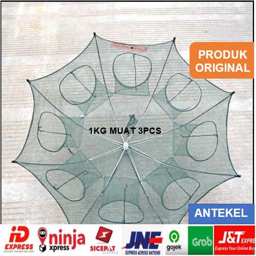 Jaring Bubu Payung Perangkap Udang Ikan Kepiting 8 Lobang