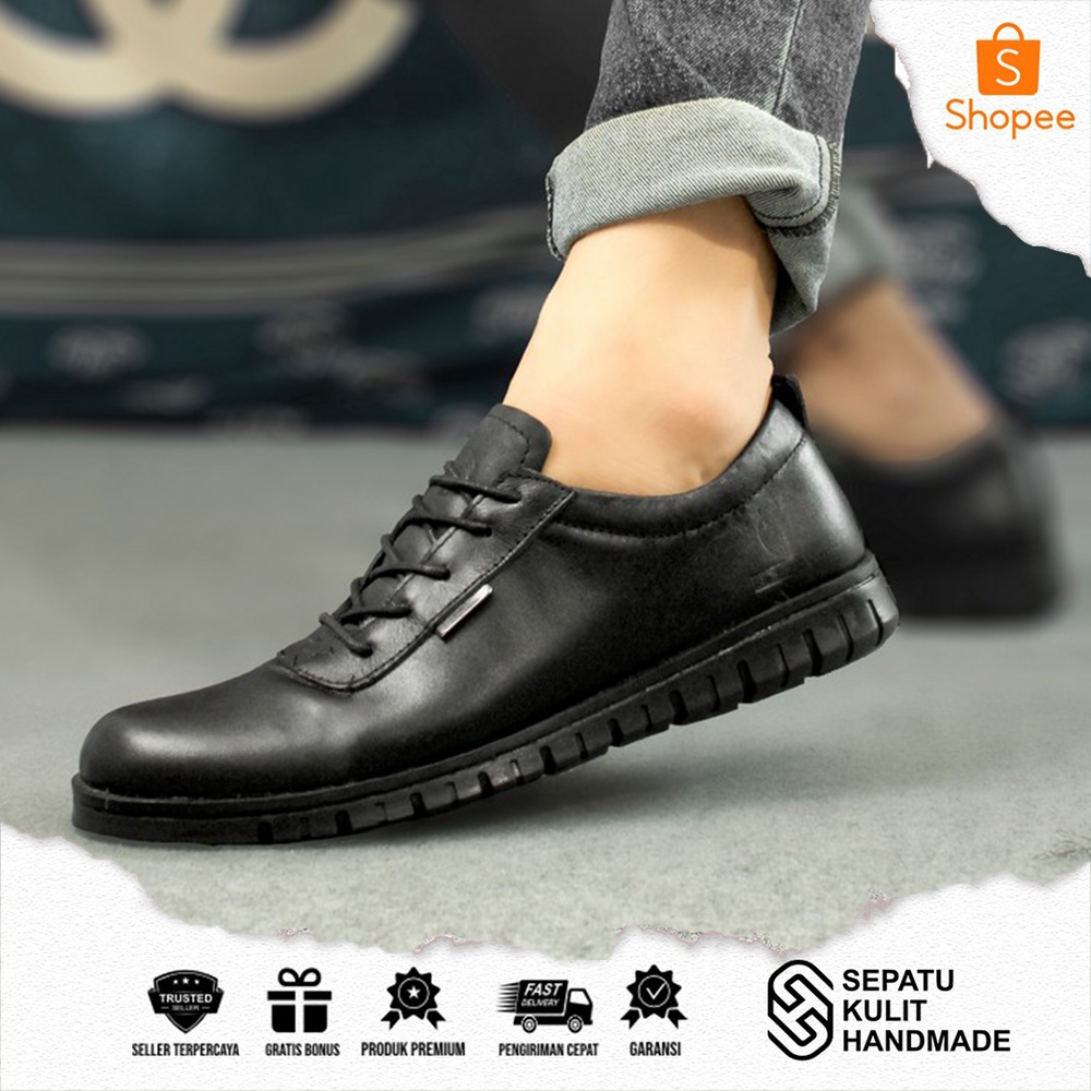 SKH x SYNATA - Sepatu Bunut Pria Kulit Sapi Asli Original 100% Pancus Casual Remaja Dewasa Laki Laki