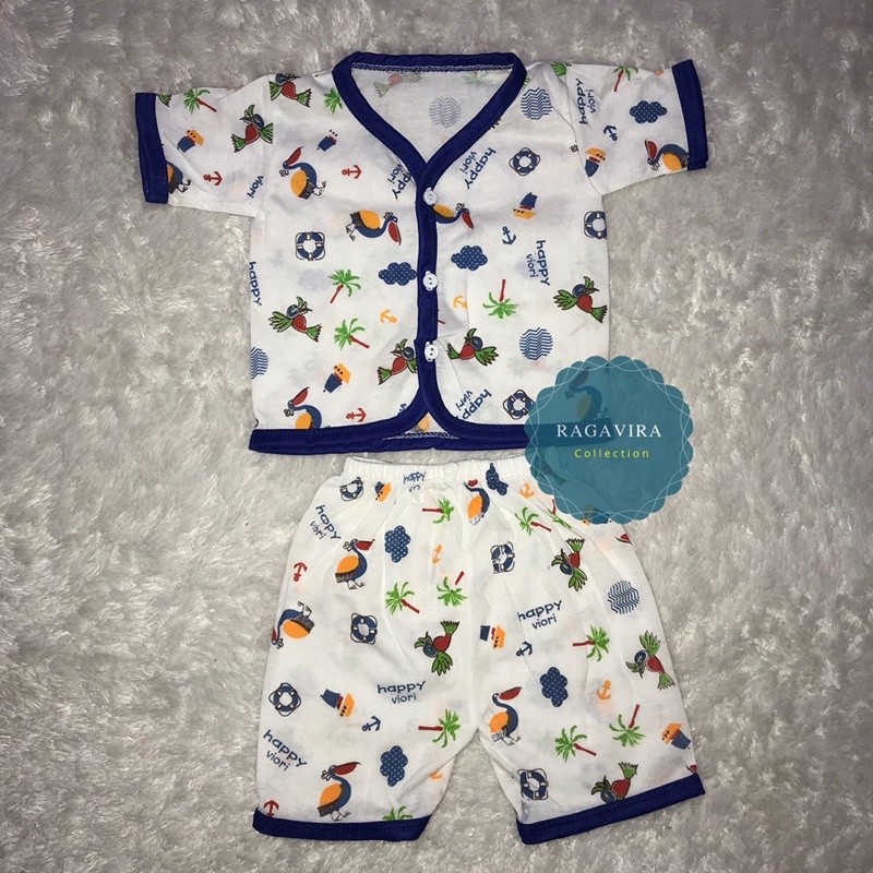 baju anak lucu murah (NB 300) happy viori Setelan pendek (RIB RANDOM)