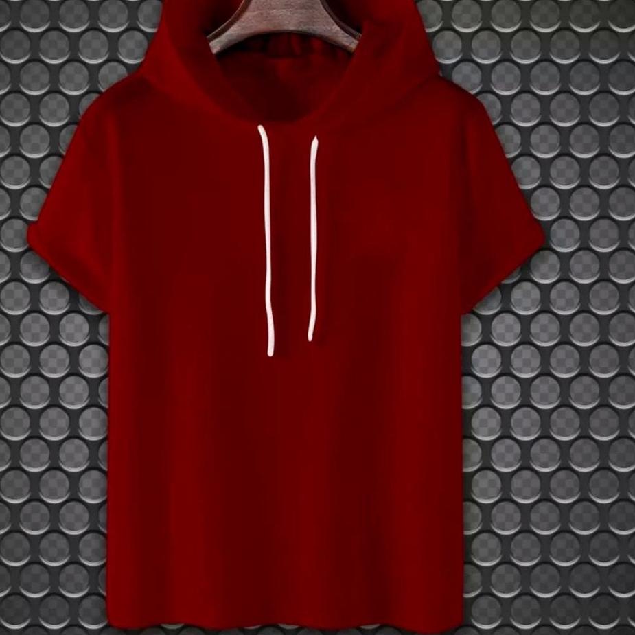 Harga Murah.. kaos hoodie kupluk Lengan pendek Polos / hoodie pendek Cewek / kaos hoodie lengan pend