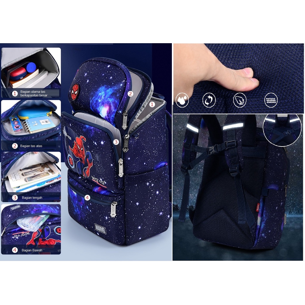 TAS SEKOLAH ANAK DISNEY AVENGERS CAPTAIN AMERIKA 3D ULTRALIGHT WATERPROOF TAS ANAK LAKI-LAKI