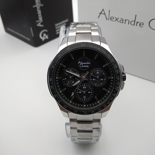 Jam Tangan Wanita Alexandre Christie Ac 6352 Silver Black Original