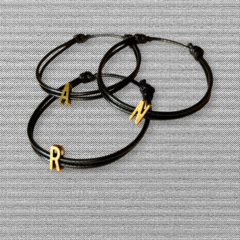 A-Z gelang tali inisial bronze metal / gelang inisial anti air