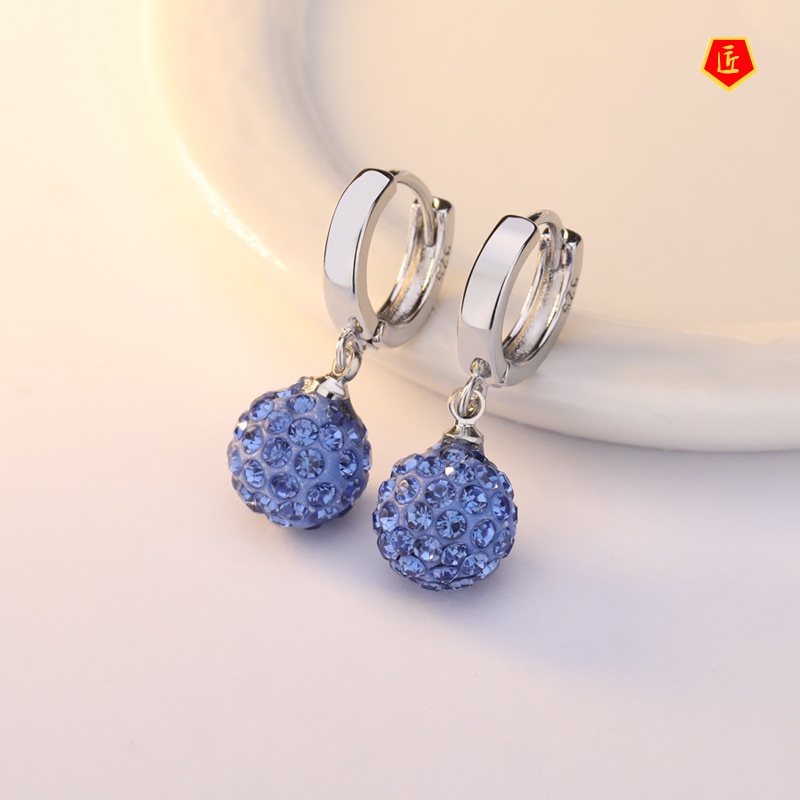 [Ready Stock]Women's Sweet Fashion Short Full Diamond Earrings