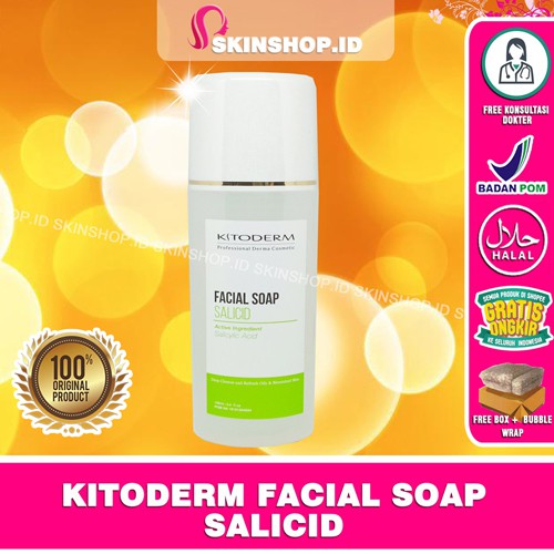 Kitoderm Facial Soap Salicid 100ml Original / Sabun Wajah Kulit Berjerawat BPOM Aman