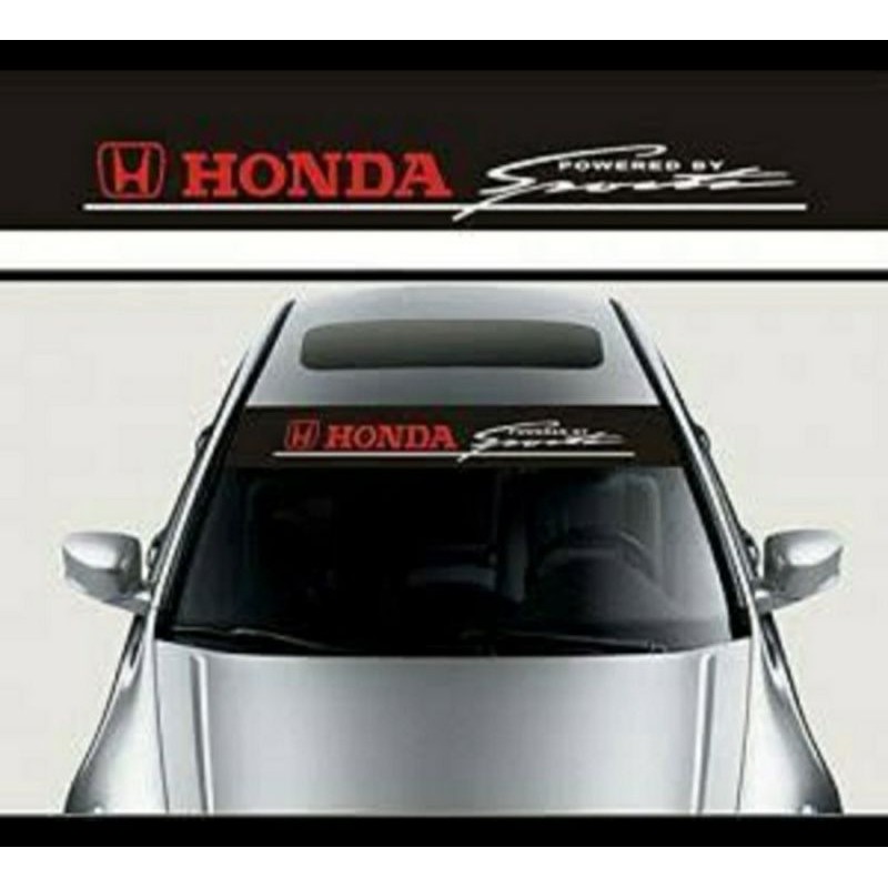 Stiker mobil kaca depan HONDA with background hitam black