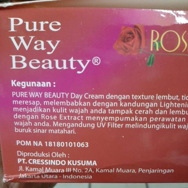 CREAM ROSE PURE WAY BEAUTY SIANG BPOM