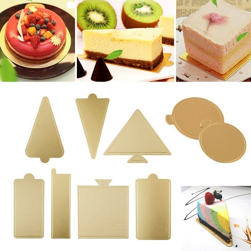 50 Pcs / set Papan Kertas Alas Kue Mousse Warna Emas Untuk Pesta Ulang Tahun Pernikahan