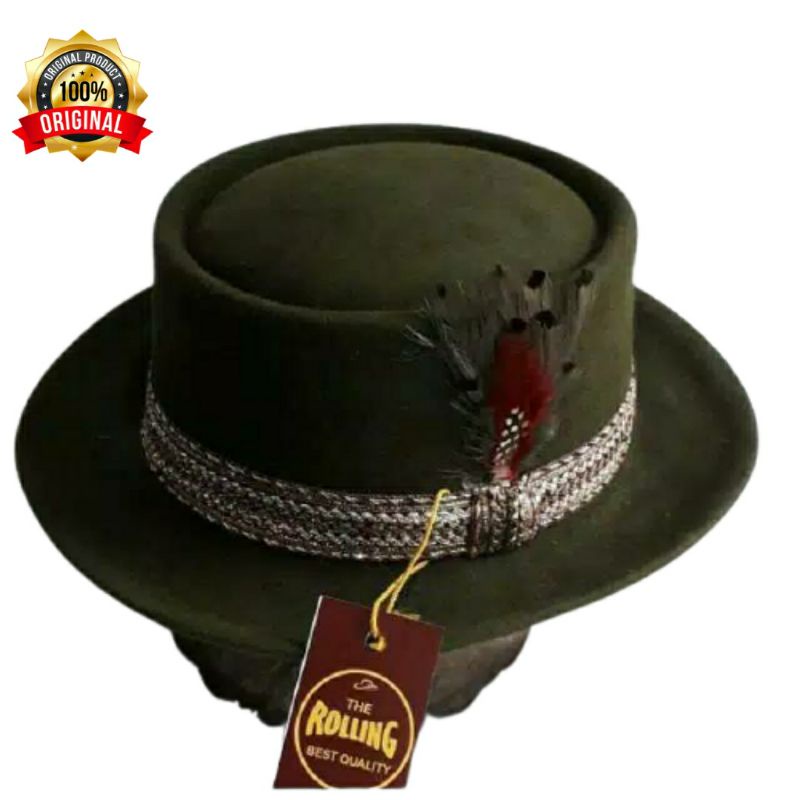 Topi Laken Fedora Tompi Trillby Topi Original Bahan Woll Import Super Class Gread A