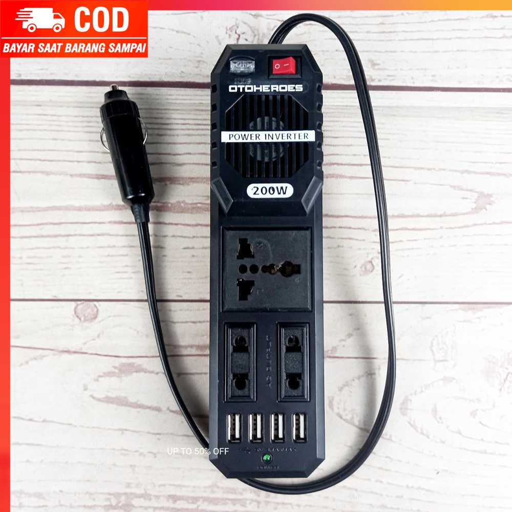 (100% BARANG ORI) Car Power Inverter DC 12V to AC 220V 200W 4 USB Port-E8981