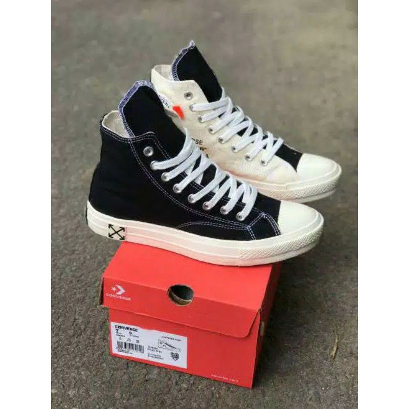 Sepatu Converse X Off White Black Cream Premium - Black Cream