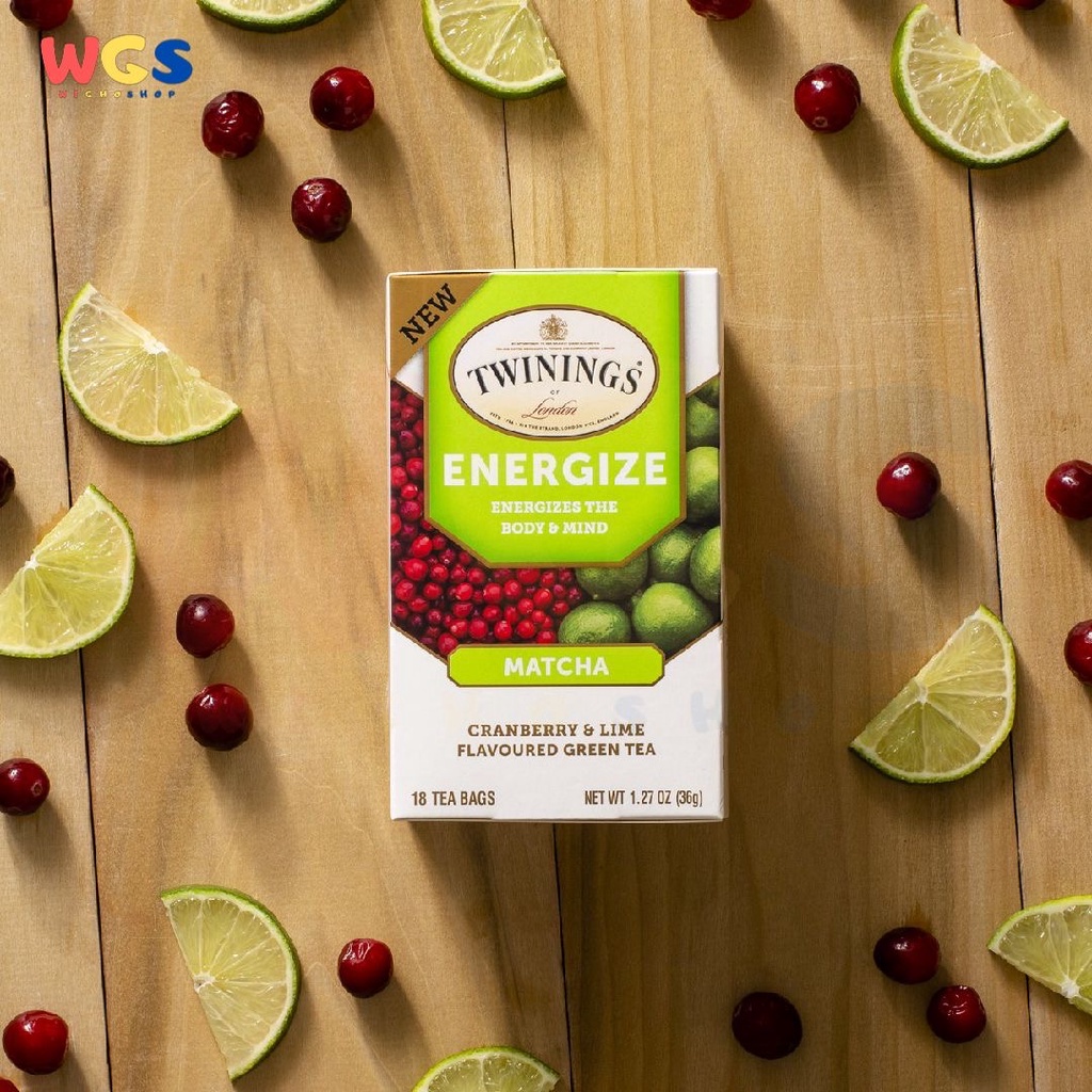 Twinings of London Energize The Body &amp; Mind Matcha Cranberry Lime Tea 18p x 2g