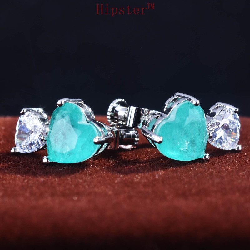 925 Silver Luxury Topaz Earrings Heart-Shaped
