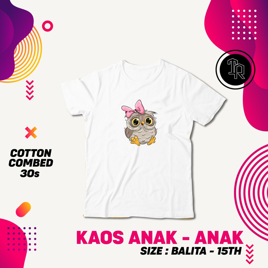 Kaos Anak Motif Little OWL FREE SABLON NAMA ANAK / Kaos Desain Unik