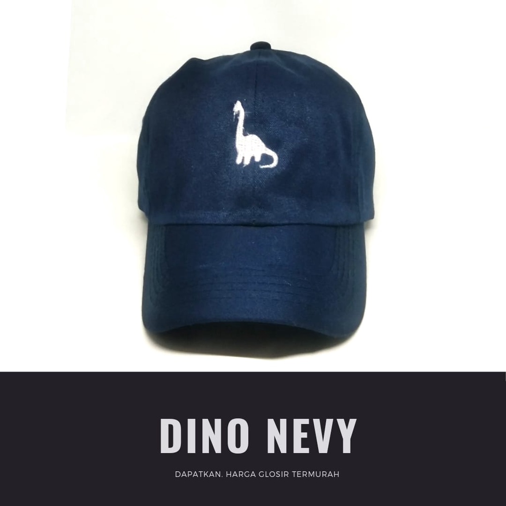 Termurah Topi baseball / garis tiga / challange / reclusive / kaktus / smile / pesawat kertas / yours / brotosaurus dino / daun kecil rasta / pohon kelapa  ring premium dan pertamax pria wanita kpop korea-Dino nevy