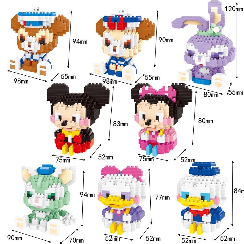 Partikel Kecil Kartun Boneka Bintang Delulinna Belle Mickey Rakitan Anak Blok Bangunan puzzle Pengembangan Hadiah Anak