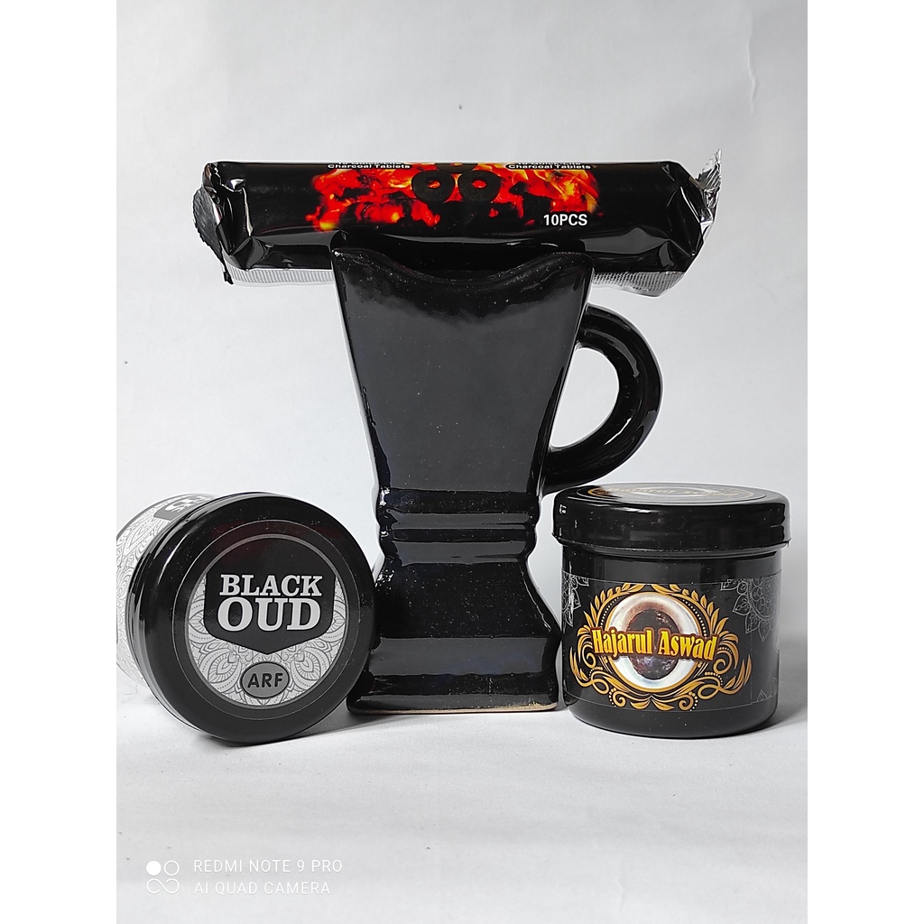 PAKET BAKHOOR BLACK OUD HAJAR ASWAD dengan MABKHARA plus ARENG MAGIC