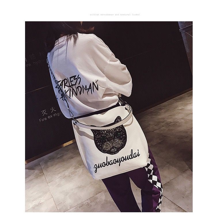 BQ 3313 RISCE TAS 2IN1 SELEMPANG MOTIF CAT IMPORT WANITA CEWEK PEREMPUAN JAKARTA BATAM TALI CR 7072 EL 5891