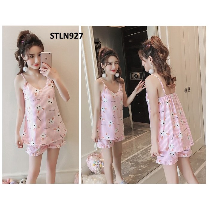 Terlaris Baju Tidur Wanita Baju Tidur Cewek Baju Tidur Perempuan Model Tanktop - 927, L