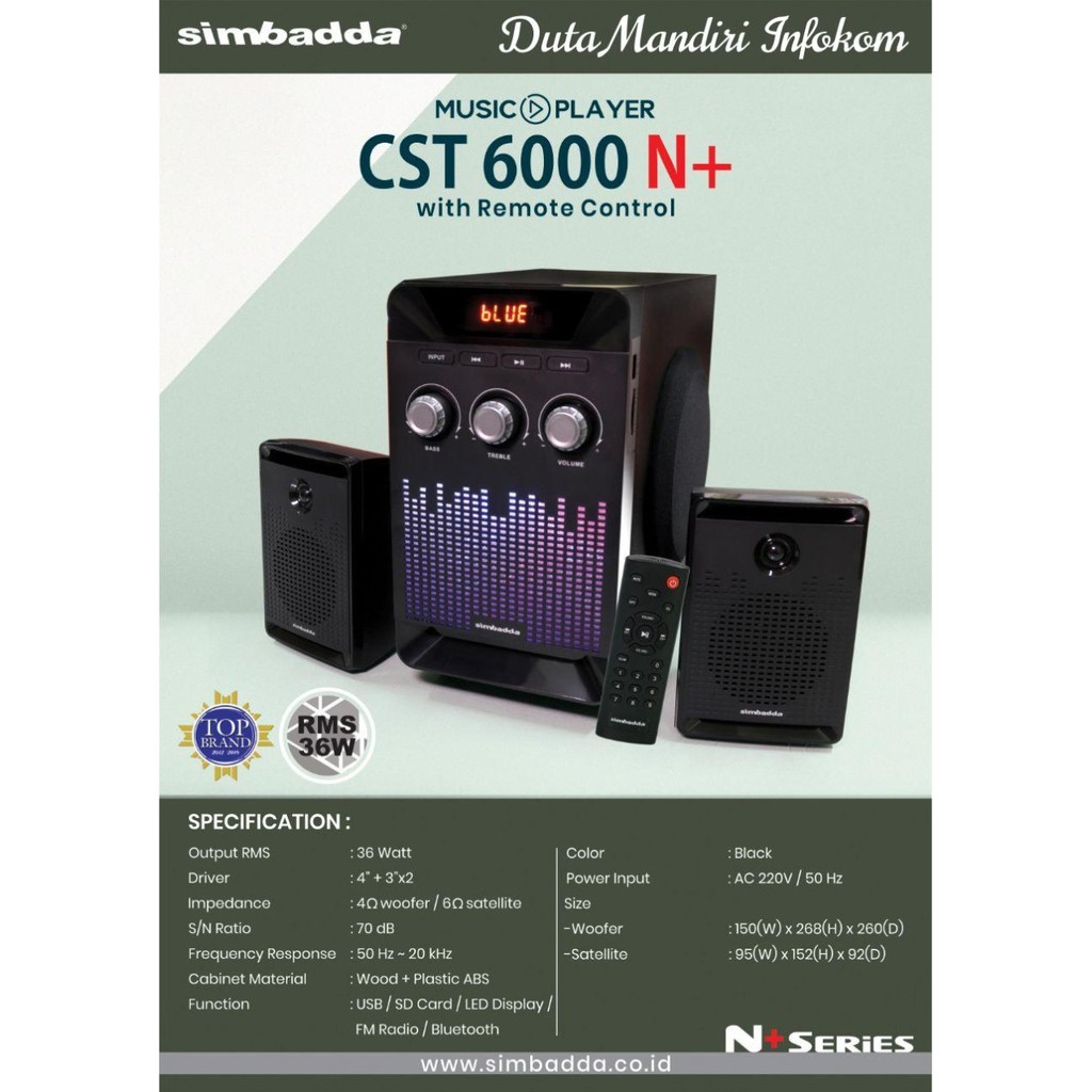 Simbadda CST 6000 N+ 2.1 Multimedia Speaker With RGB Lighting