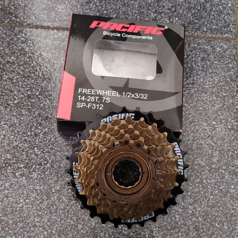 Freewheel sprocket 7 speed gir belakang susun pacific MTB sepeda lipat