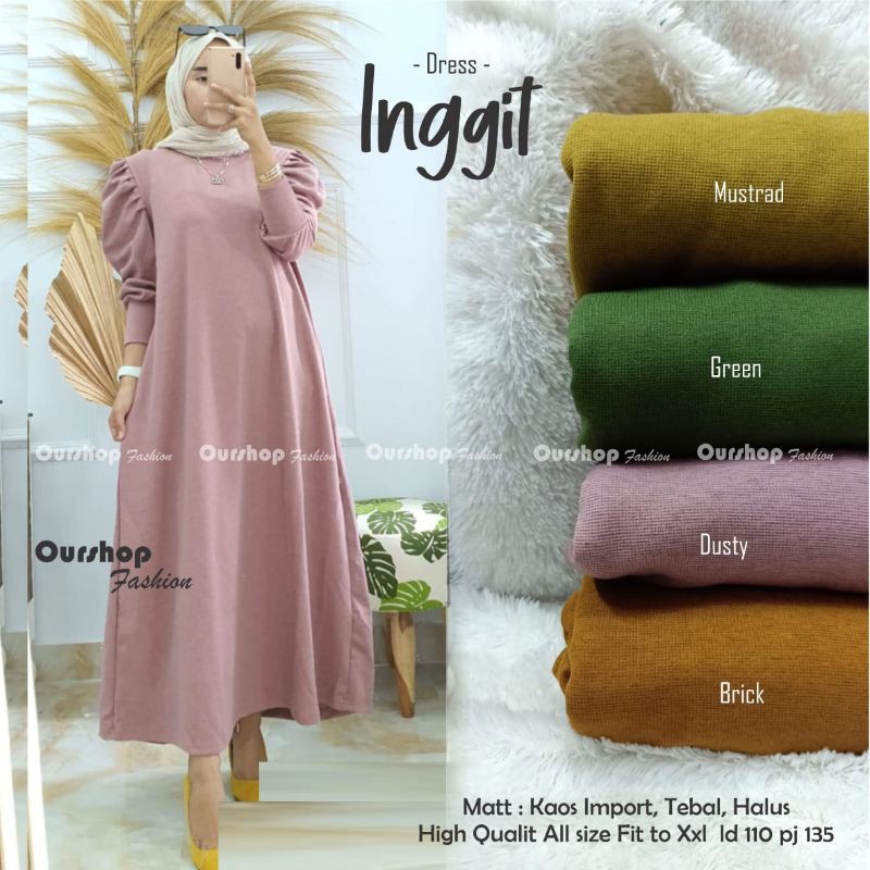 INGGIT DRESS LENGAN BALON