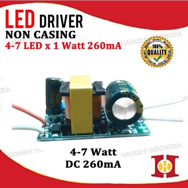 LED Driver LED 4-7 Watt 4-7W AC DC 260 mA PCB Board Tanpa Casing Kotak