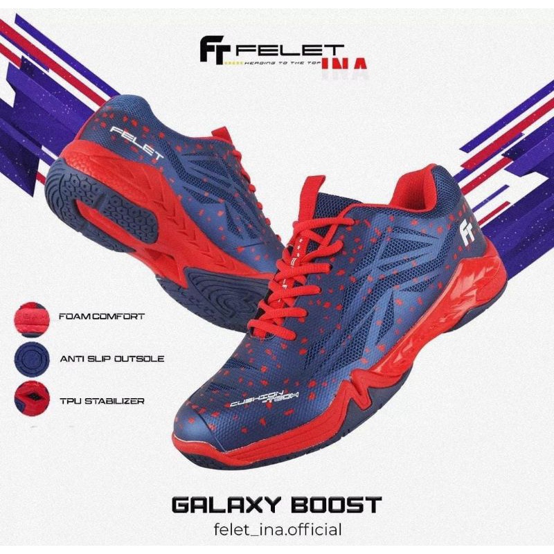 Sepatu Badminton Felet Galaxy Boost Navy