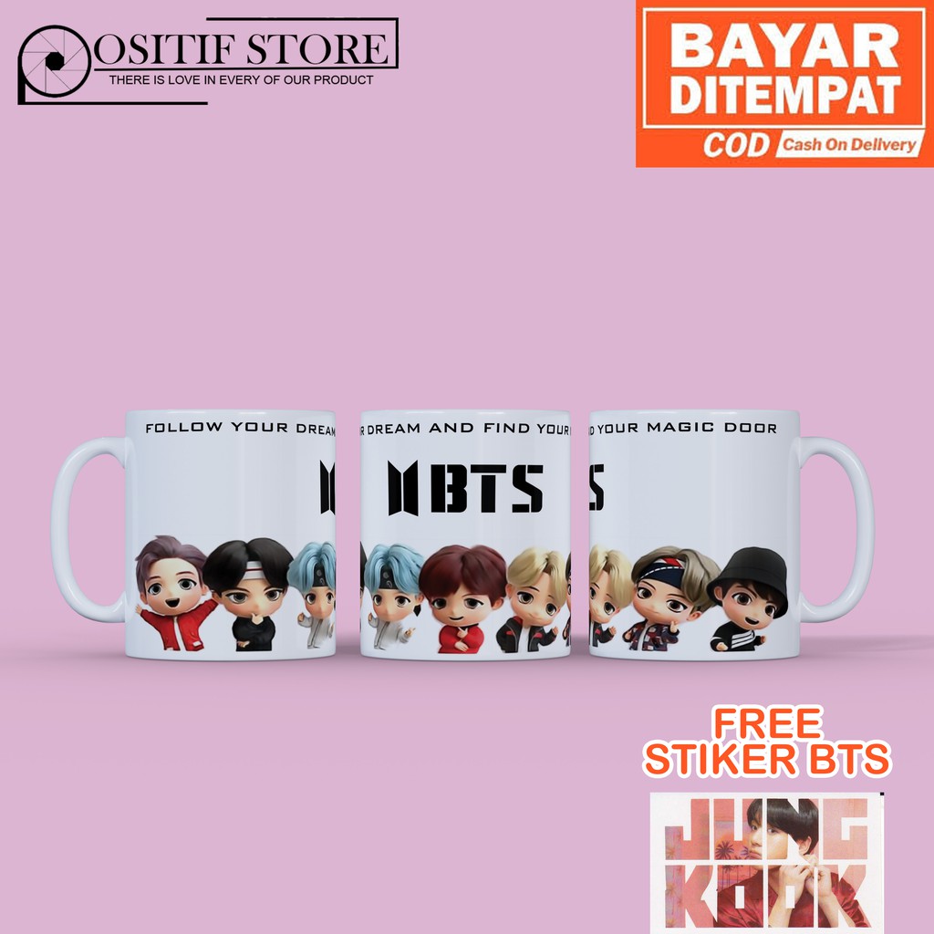 GELAS MUG BT21 BTS KPOP TinyTAN (FREE STIKER BTS)
