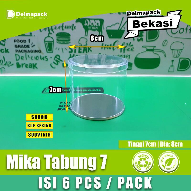 TABUNG MIKA 7 CM + TUTUP - KEMASAN TOPLES ALAS KALENG - FOODSAFE