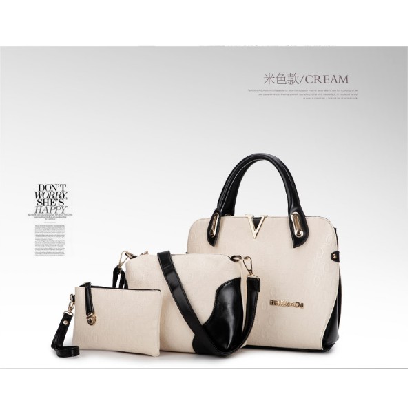 NEW , TAS SET , TAS KOREA , TAS CANTIK , TAS WANITA , TAS CEWEK - Putih