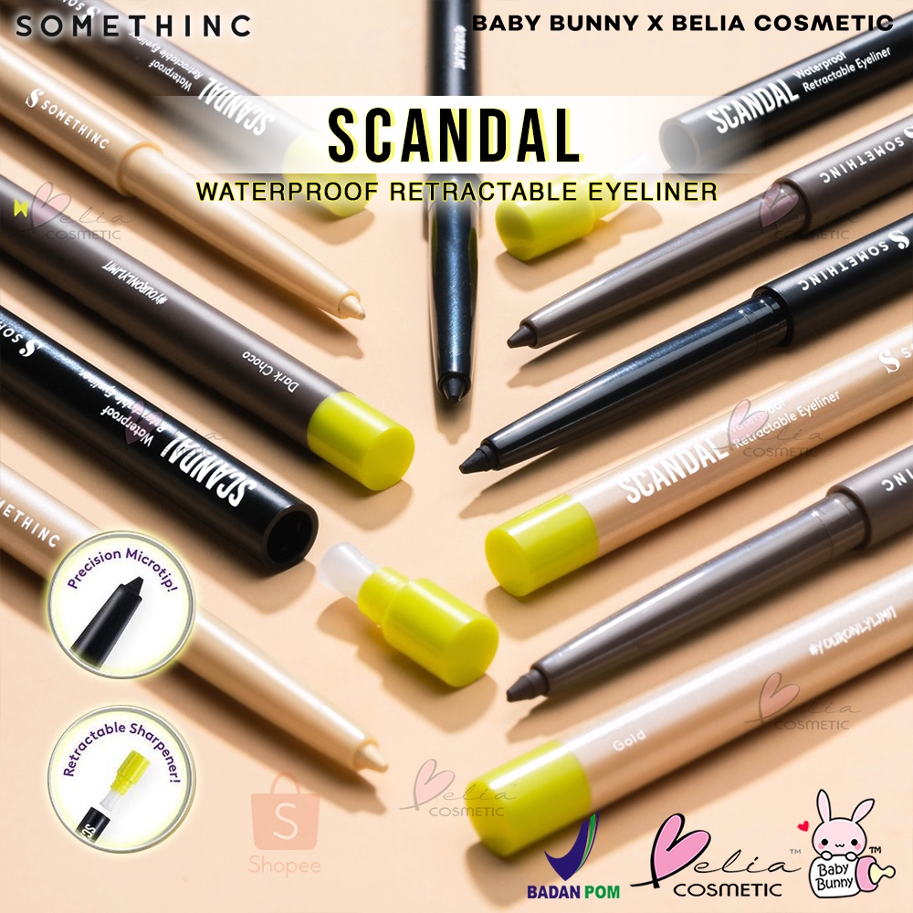 ❤ BELIA ❤ SOMETHINC SCANDAL Waterproof Retractable Eyeliner | Pensil Pencil Eyeliner | BPOM