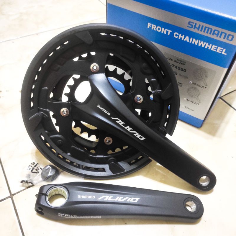 CRANK SHIMANO ALIVIO M4060 ATAU T4060 TRIPLE 3 X 9 SPEED UKURAN 48T 36T 26T HOLLOWTECH II HT 2