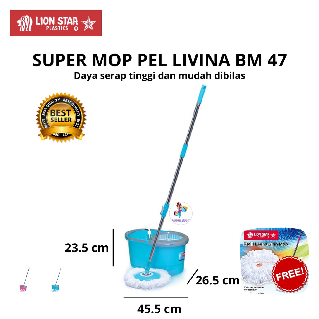 Alat Pel Lantai Ember BM-47 Livina Spin Mop (Superior) Lion Star