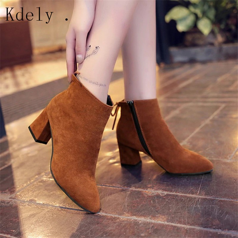 Women ankle Boots Yellow Color Shoes Woman zip Boots Sexy High Heels Ankle Boots female Shoes