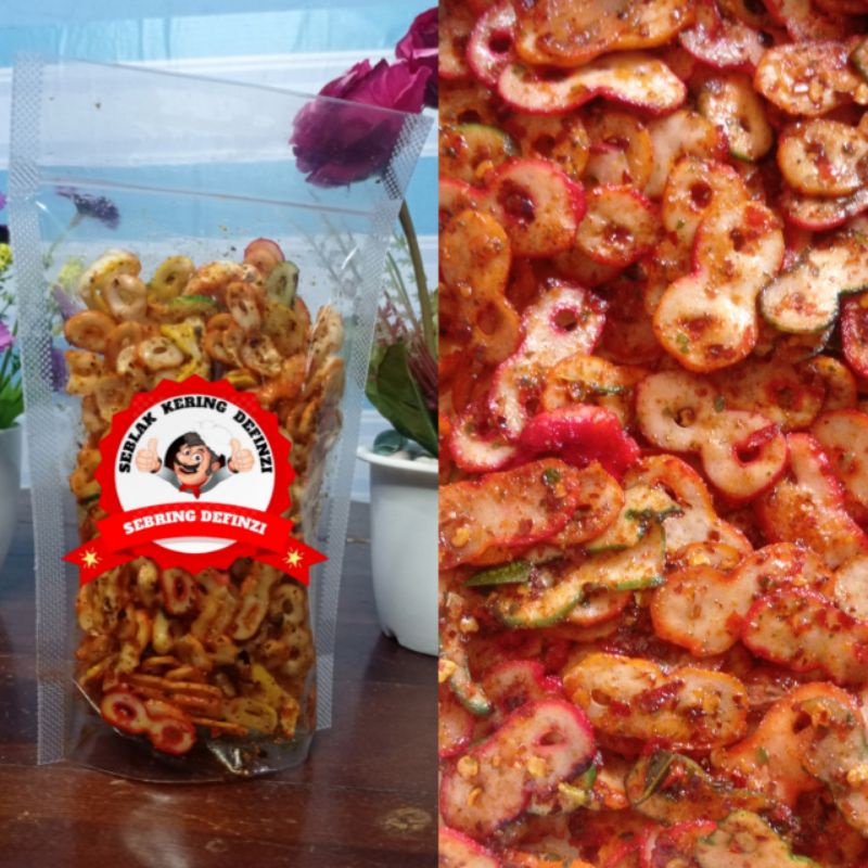 

Cemilan pedas Seblak kering daun jaruk Bandung jajanan pedas