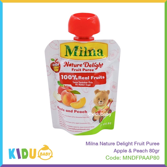 Milna Nature Delight Fruit Puree 80gr Makanan Cemilan si Kecil Kidu Baby