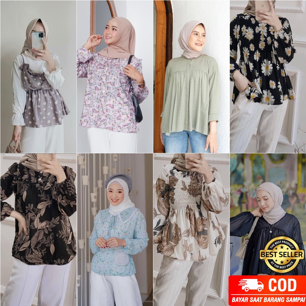 BLOUSE ATASAN WANITA MOTIF LD 100 - 110 RAYON VISCOSE PREMIUM | BLUS ATASAN MUSLIM WANITA