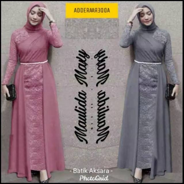 Fashion Muslim Modern, Gamis Murah Maulida Maxi Original SHABIRAH BATIK SOLO Baju Pesta Kerja KONDAN