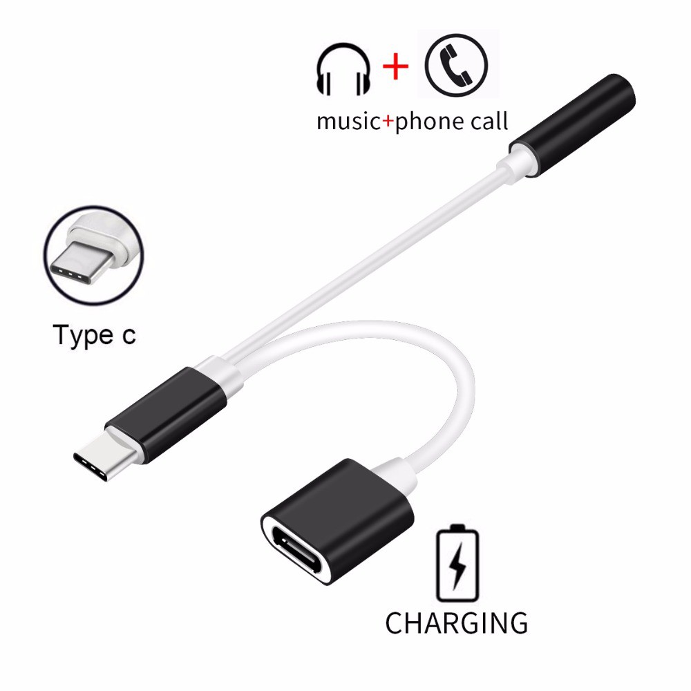 Robotsky Adapter 2 in 1 USB Type C to AUX 3.5mm Headphone + USB - USB Type C