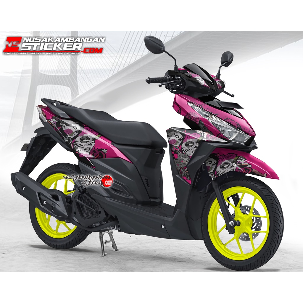 Decal Stiker Motor Honda Vario 150 Full Body Lady Rose Pink Racing Team Sticker Variasi Custom Bahan