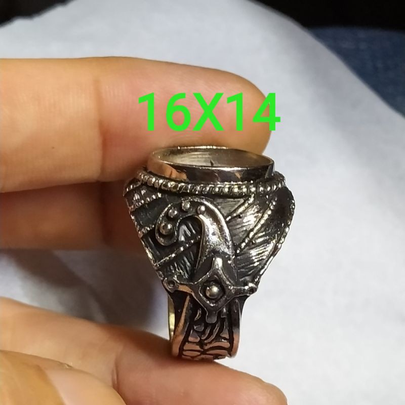Cincin Ring Ikat Emban Alpaka Bakar Motif 3D Warna Stainless no Titanium Coin Monel