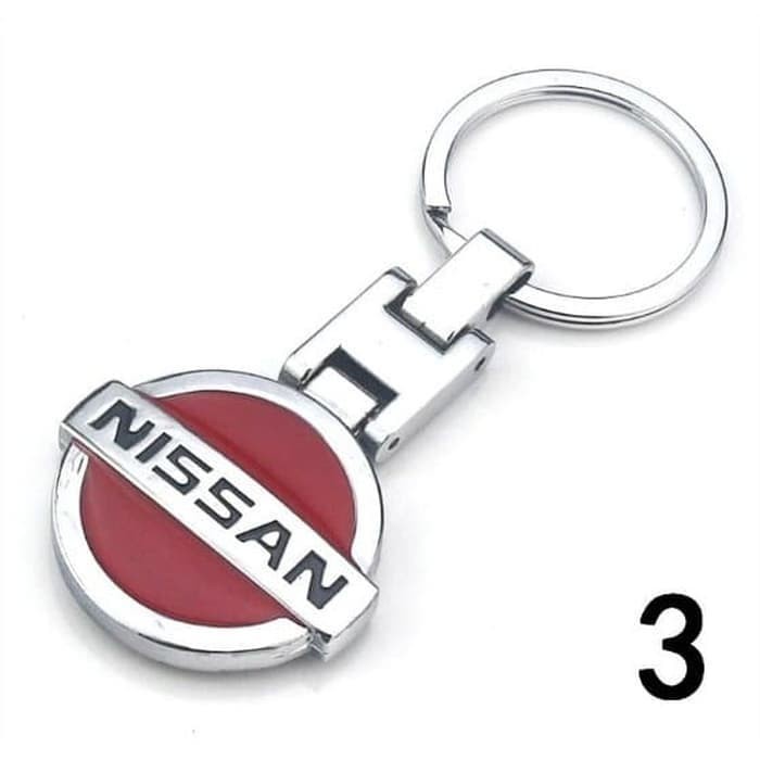 GANTUNGAN KUNCI LOGO NISSAN BAHAN METAL STAINLESS STEEL MERAH