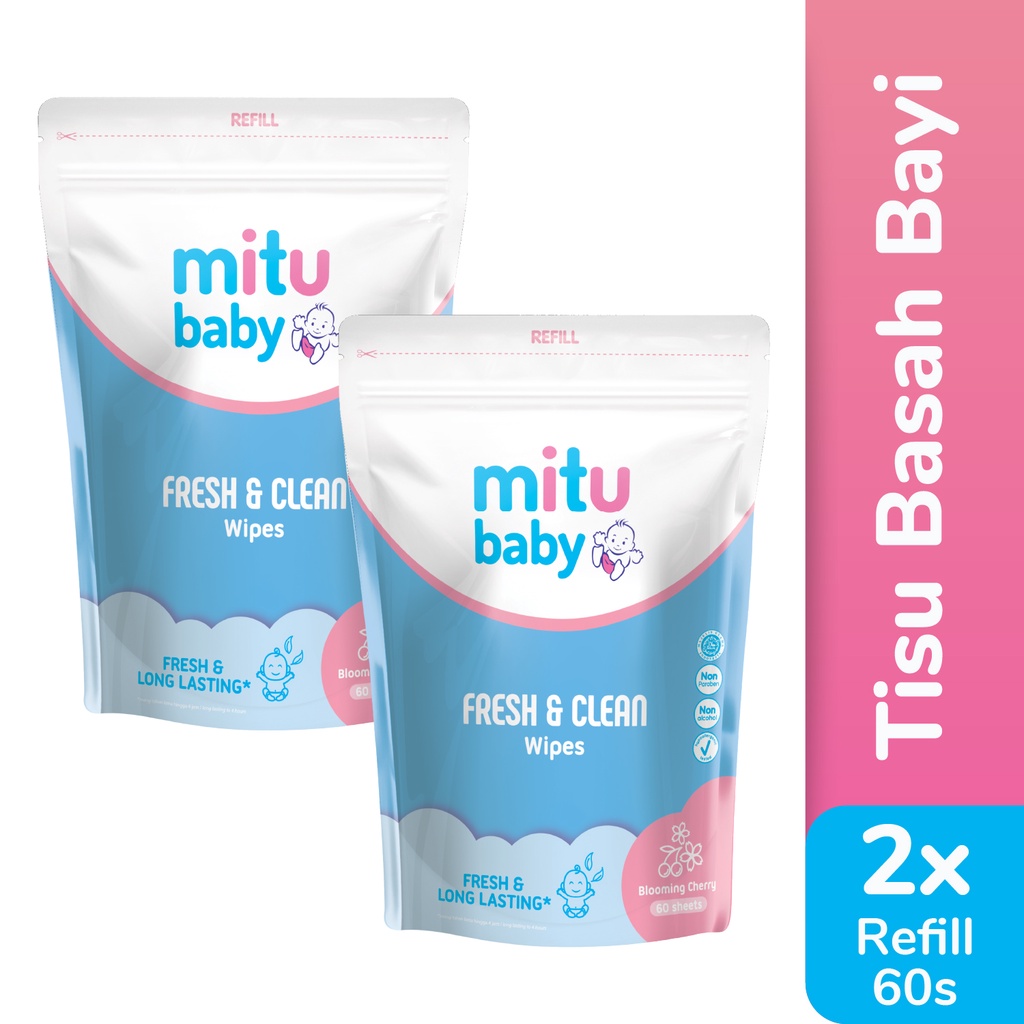 Jual Mitu Baby Fresh & Clean Wipes Blooming Cherry Refill 60'S x2 ...