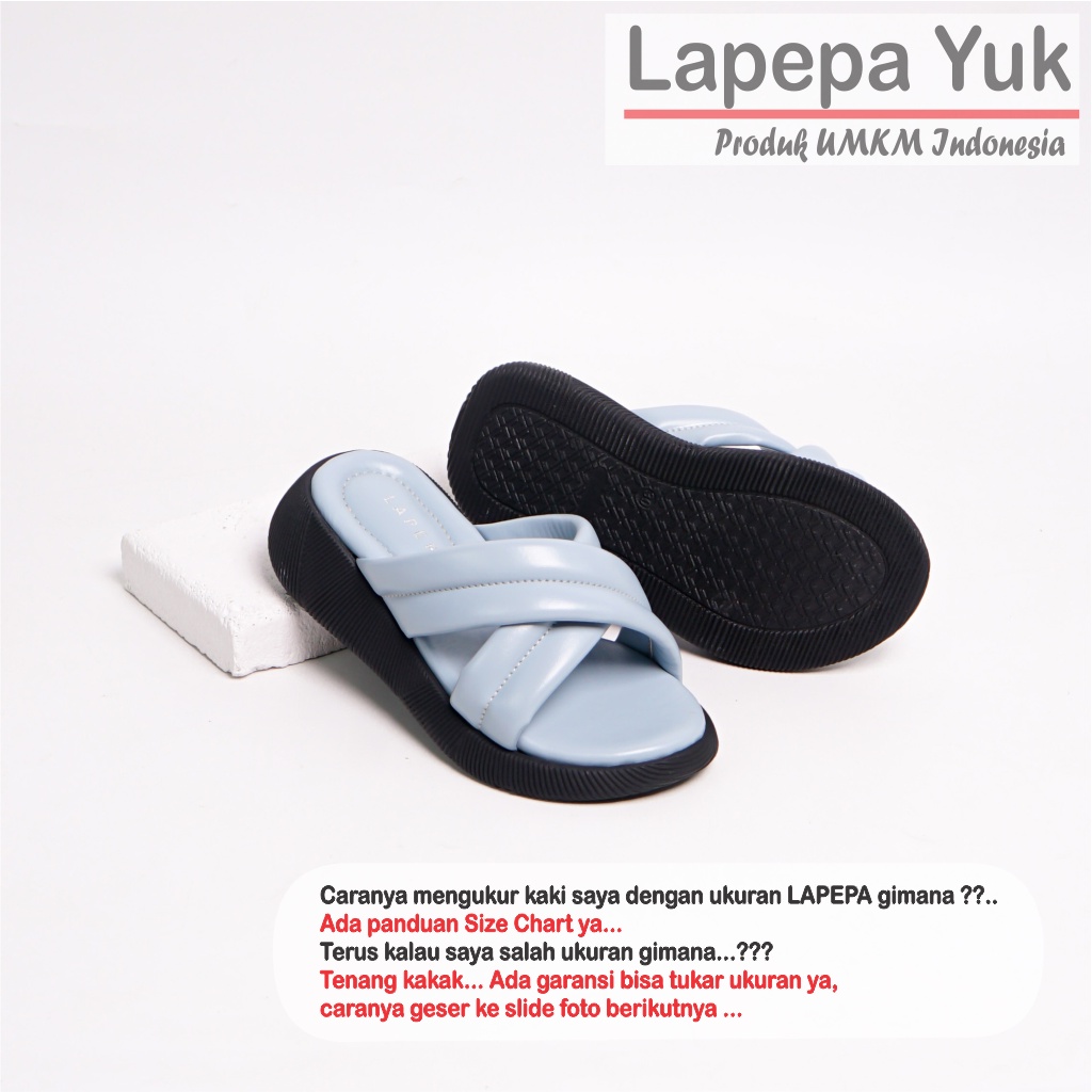 LAPEPA YUK - Sandal Platform Anak Perempuan Usia 2 sampai 10 Tahun NADHIRA KIDS  Sendal Anak cewek Wedges Wanita Empuk Model Silang Warna LIGHT BLUE Biru Soft cewe Slop Usia Umur 3 4 5 6 7 8 9 thn Tahun Premium Ori Original Mall Official Store