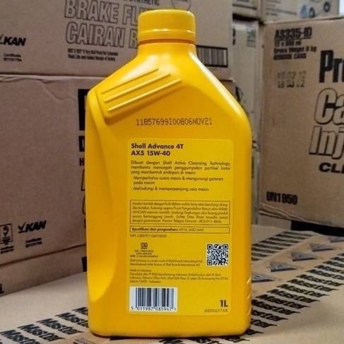 OLI MESIN MOTOR SHELL ADVANCE AX5 15W-40 1 LITER